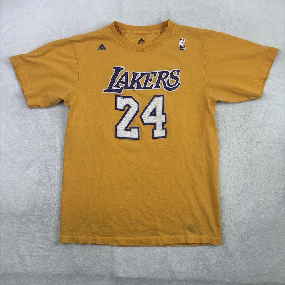 Adidas Los Angeles Lakers Kobe Bryant Gold Short Sleeve Jersey Shirt Men's Med